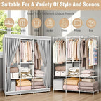 BAOKALER Portable Closet for Hanging Clothes 67 Inch Wide Large Capacity Portable Wardrobe Closet with Cover, Storage Shelves and 3 Hanging Rod, Gray Wardrobe Closet Easy to Assemble and Strong