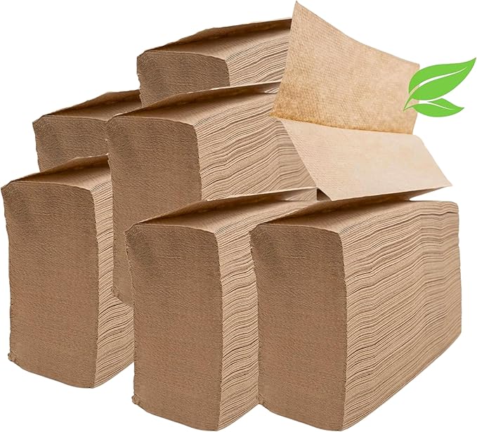 Brown Organic Unbleached Z-Fold Paper Towels 1250ct | 100% Post-Consumer Waste, Sustainable Multifold Towels in Bulk | Recycled Paper Towels for Practical Use