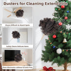 Ostrich Feather Dusters for Cleaning Kit - Reusable Soft Feather Duster Extendable to 49 inches for Cleaning Ceiling Fan, High Ceiling, Blinds & Retractable Small Duster for Keyboard, Car