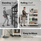 HOMEDANT House 48.1" 5-Tier Metal Rolling Cart Shelf Rack Casters Heavy Duty Laminated Wheel Shelving Unit Adjustable Utility Storage Shelves Shelf Kitchen Garage White 2Pack