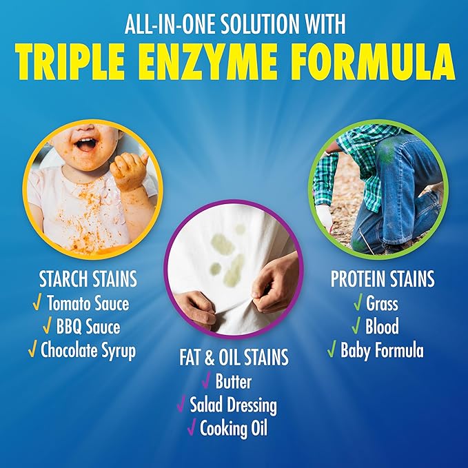 Zout Laundry Stain Remover, Triple Enzyme Formula for Blood, Tomato Sauce, & Oil Stains, Made in USA, 12 Ounce Squeeze Bottle with Flip Top Cap