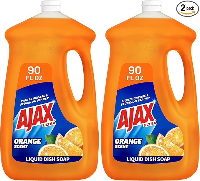 Ajax Ultra Liquid Dish Soap Orange Scent, Triple Action, 90 fl oz Bottle (Pack of 2)