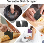 SUBEKYU Cast Iron Scrubber with Silicone Handle, Stainless Steel Skillet Cleaner for Cast Iron Pans (Black Scrubber + Scraper)