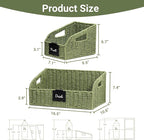 Wicker Baskets for Organizing,Pantry, Kitchen Counter with Handles, Handwoven Woven Storage Baskets for Fruit, Bread, Vegetable, Paper Storage Bins for Shelves, 3 Pack, Green