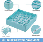 Foldable Storage Cubes Drawer Underwear Organizer Dividers， under Cabinet Organizer 24-Cell Fabric Storage Boxes for Lingerie,Socks,Ties（Light Green）
