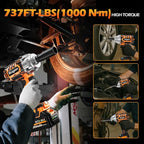1000N.m/737Ft-lbs Brushless Impact Wrench,1/2" Cordless Impact Gun / 2x4.0Ah Battery & 6 Sockets, 3500RPM Power Electric Impact Driver for Car/DIY Furniture/Lawn Mower, Orange Toolbox