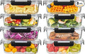 Liuruiyu 8 Pack 36OZ Glass Food Storage Containers with Lids, Meal Prep Containers, Airtight Bento Boxes with Leak Proof Locking for Microwave, Oven, Freezer and Dishwasher, BPA Free