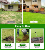 Lawn Leveling Rake 30x10 inch with Stainless Steel Rod and Carbon Steel Head - Heavy Duty Yard Leveler for Grass Soil Sand Dirt Topsoil Fertilizer Distribution Garden Farm