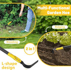 Garden Hoe Tool, 49 Inch L Shaped Hoe Garden Tools with Adjustable Long Handle for Weeding, Loosening Soil,Trenching, Heavy Duty Crack Crevice Weeding Hoe Hand Garden Tools for for Gardening Planting