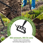 Garden Hoe,2 in 1 Heavy Duty Stirrup Hoe and Cultivator Gardening Tool Set with 62 inch Long Handle,Lightweight Hoes Weeding Rake for Fast Weeds Grass Removal,Cultivating, Loosen Soil, Sharp Edge