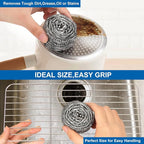10 Pack Stainless Steel Scrubber, Steel Wool Srubber for Scouring Stubborn Messes from Pots and Pans, Stoves,Broiler Racks,Grills and More