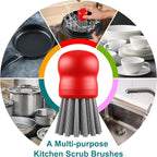 Mini Dish Brush for Cleaning Chicken Shredder, Palm Brush Dish Scrubber with Ergonomic Grip, Kitchen Brush for Washing Dishes, Pans, Pots, Sink (2, Red)