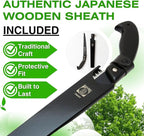 Saboten Japanese Pruning Saw 9.4 in (240mm) – Fluorine-Coated High-Carbon Steel Blade, 7.5mm Tooth Pitch, Smooth Pull Cuts, Wooden Handle, Wood Sheath Included, Made in Japan