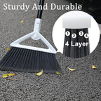 Heavy Duty Angle Broom 3 Pack - White Broom for Outdoor & Indoor, Garage, Driveway, Sidewalk, Kitchen & More, Long Handle