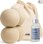 Vove Natural Hemp Dryer Balls Kit with Scent Drops - 4 Pack & Essential Oil Blend - 5X More Absorbent Than Wool - Natural Softener, Reduces Wrinkles and Static, Customizable Fresh Scent, Reusable