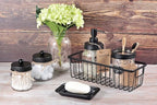 SheeChung Farmhouse Decor Metal Wire Bathroom Storage Organizer Basket Bins - for Cabinets, Shelves, Closets, Vanity Countertops, Under Sinks, Pantry, Laundry Room, Garage - Small, 2 Pack (Black)