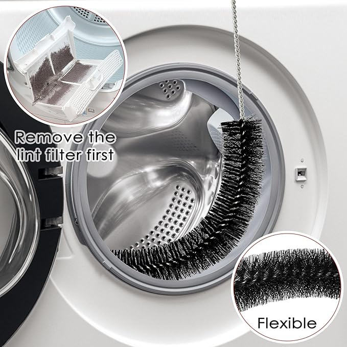 Dryer Vent Cleaner Kit, 2 Pack Dryer Lint Brush, 30 Inch Long Flexible Lint Remover, Refrigerator Coil Cleaning Brush, Home Essentials (Long-Style + Short-Style)