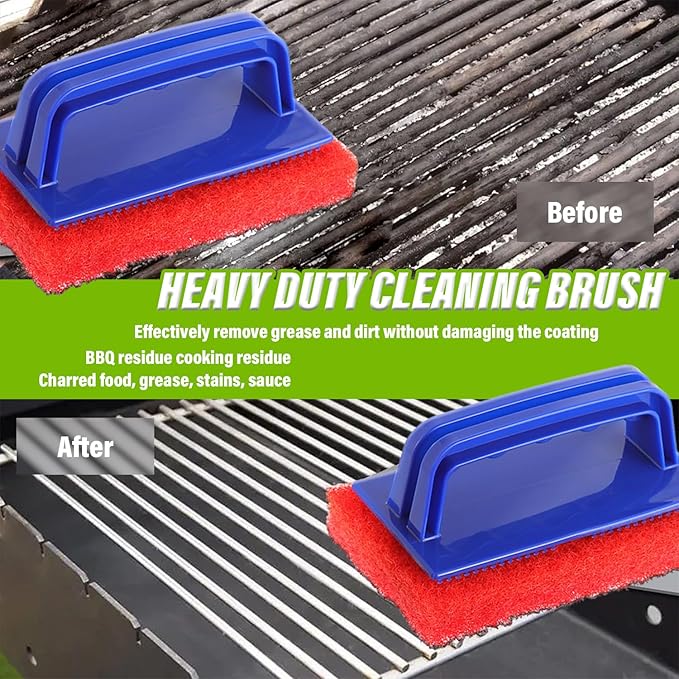 5 Pack Electric Cleaning Brush Pad Kitchen Bathroom Household Cleaning Pad Swimming Pool Wall Cleaning Brush Heavy Duty Griddle Scrubber Scouring Pad and 1 Pack Handle kit(Red)