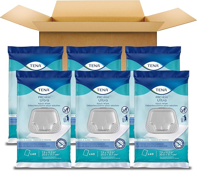 TENA Adult Wipes for Incontinence, Body Cleansing Wipes for Adults, ProSkin - 288 Count