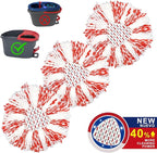 3 Pack Upgraded Deep Clean Refill Compatible with O Ceda EasyWring Spin Mop & Bucket System Microfiber Mop Heads Refill for Oceda Easywring 1 Tank Spin Mop System, 40% More Cleaning Power, Scrub Pad