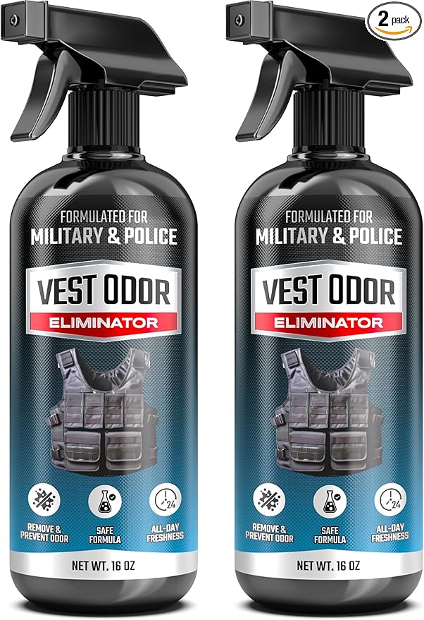 Vest Odor Remover Spray – for Police Gear, Law Enforcement Accessories & Tactical Equipment – Non-Toxic, Residue-Free, Long-Lasting Fresh Scent – 2 Pack