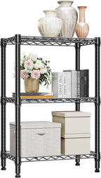 M MZG 750 lbs 3 Tier Shelf Metal Storage Shelves Shelving Wire Rack Heavy Duty Closet Organizers for Garage Kitchen Bathroom Laundry Black 13.8" D x 23.6" W x 35.5" H