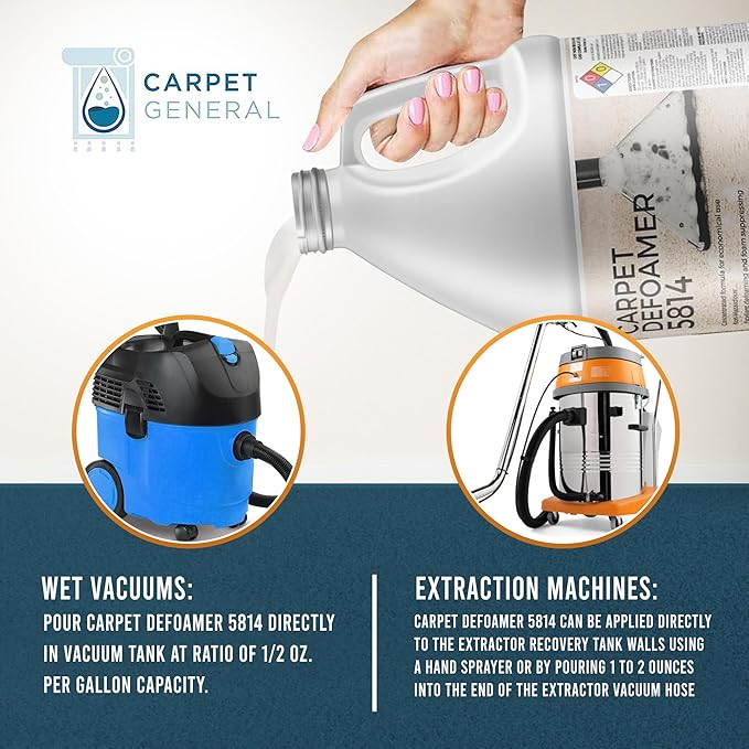 Carpet Defoamer 5814 -Foam Suppressant for Deep Rug Cleaner Machine & Floor Covering Shampooer for a Heavy-Duty Carpet Cleaner Solution, Neutral Non-Corrosive Silicone Emulsion 1 Gallon