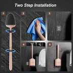 Sellemer Toilet Brush and Holder Set - Flexible Toilet Bowl Brush Head with Silicone Bristles, Compact Size for Storage and Organization, Ventilation Slots Base (1 Pack, Rose Gold)