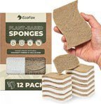 Plant-Based Kitchen Sponges (12 Pack) | USDA Biobased Certified | FSC & PETA Approved | Natural Cellulose & Coconut Scrubber Sponge | S-Shaped Design | Eco-Friendly, Non-Scratch, Non-Toxic & Vegan