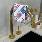 Reusable Paper Towels - 10 PACK - Roll of Washable Cotton Cloth Paper Towels - Paperless Reusable Napkins Cloth Washable - Absorbent + Long Lasting - Zero Waste Products - (Sardine Social)