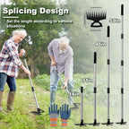Weed Puller Tool with Long Handle, 60" Manual Weeder Remover Tool, 2 in 1 11-Tine Heavy Duty Manual Weed Rake and Garden Hoe, Weeding Tools for Yard, Lawn, Patio, Garden