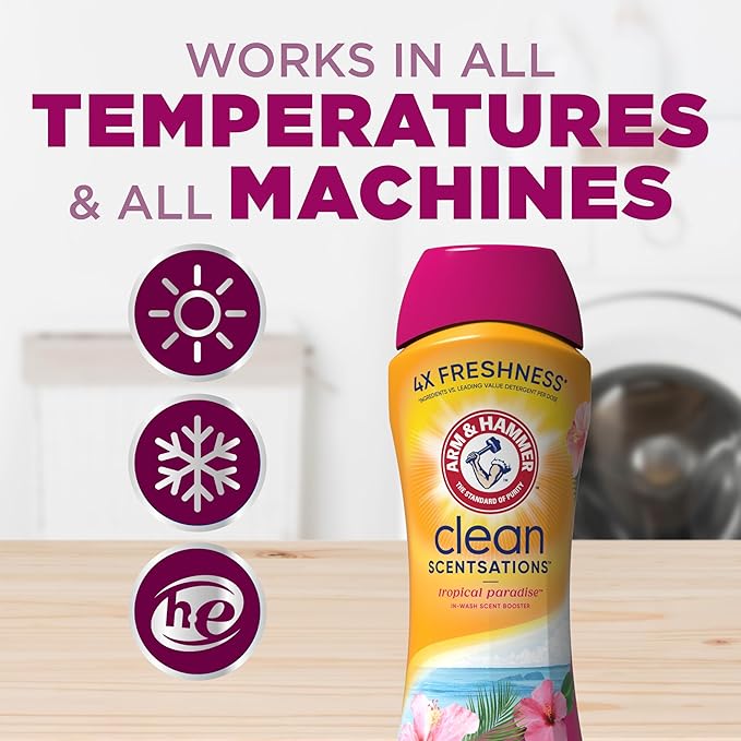 ARM & HAMMER Clean Scentsations In-Wash Scent Booster, Laundry Scent Booster Tropical Paradise scent, 45 Oz