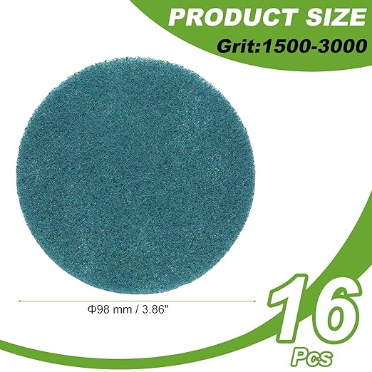 Power Scrub Pads, Scrubbing Pads 1500 Grits Scouring Discs - Fitting for (Home Kitchen Cleaning - Drill Attachment - Scrubber Replacement) 16 Pcs & 4 Inch & Blue