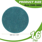 Power Scrub Pads, Scrubbing Pads 1500 Grits Scouring Discs - Fitting for (Home Kitchen Cleaning - Drill Attachment - Scrubber Replacement) 16 Pcs & 4 Inch & Blue