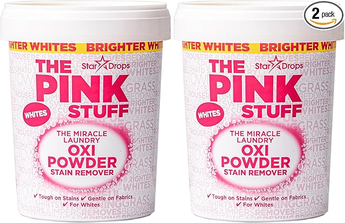 Stardrops - The Pink Stuff - The Miracle Laundry Oxi Powder Stain Remover Specifically Formulated for Whites,1 kg,(Pack of 2)