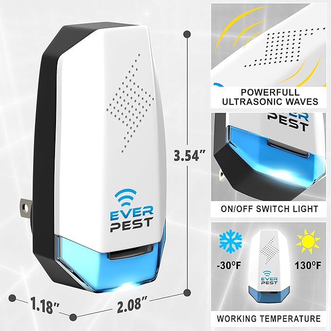 Ultrasonic Pest Control Repeller (2-Pack) Plug in Flea Rat Roach Mosquito Cockroaches Rodent Spider Scorpion Squirrel Mouse Fruit Fly Insect Indoor Plug Repellent Electronic Defender