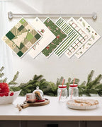 6 Pack Christmas Swedish Dishcloths for Kitchen - Reusable Dish Cloths for Washing Dishes Absorbent Cute Holiday Kitchen Towels Cleaning Sponge, Green Xmas Theme