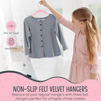TechZoo 25 Premium Kids Velvet Hangers - 14" Non-Slip Clothes Hangers for Kids & Preteens - Ultra Slim, Space-Saving, Strong & Durable Hangers with 360° Swivel Hook - Pink