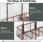 Epicano Shower Caddy Hanging, Anti-Swing Over Head Shower Caddy Rustproof with hooks for Towels, Sponge and more, Bronze