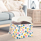 senya Large Storage Bins with Linen Collapsible Foldable Storage Cubes Fabric Closet Organizer Containers box with Flip-Top Lid for Home Bedroom Office 16.7 x 12.6 x 11.8in (Polka Dots)