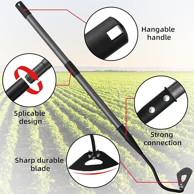 Hollow Garden Hoe - Heavy Duty Triangle Weed Hoes for Gardening,42" Adjustable Long Handle, Sharp Blade Hand Weeding Tool for Vegetable Gardens, Flower Beds, Lawn Edges & Tight Spaces