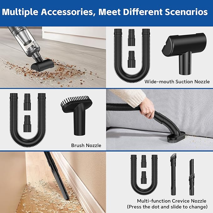 Handheld Car Vacuum Cleaner Cordless: 9500PA Powerful Suction Portable Lightweight Hand Held Vacuum - Large Capacity Battery Last Long Wireless Mini Vacuum with LED Light for Home Office Cleaning