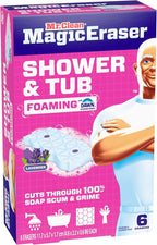 Mr. Clean Magic Eraser Sponge, Bathroom, Shower, Tub Cleaner, Soap Scum Remover, Bathroom Cleaning Supplies, Dawn Cleaning Power with Lavender Scent, Shower & Tub, 6ct