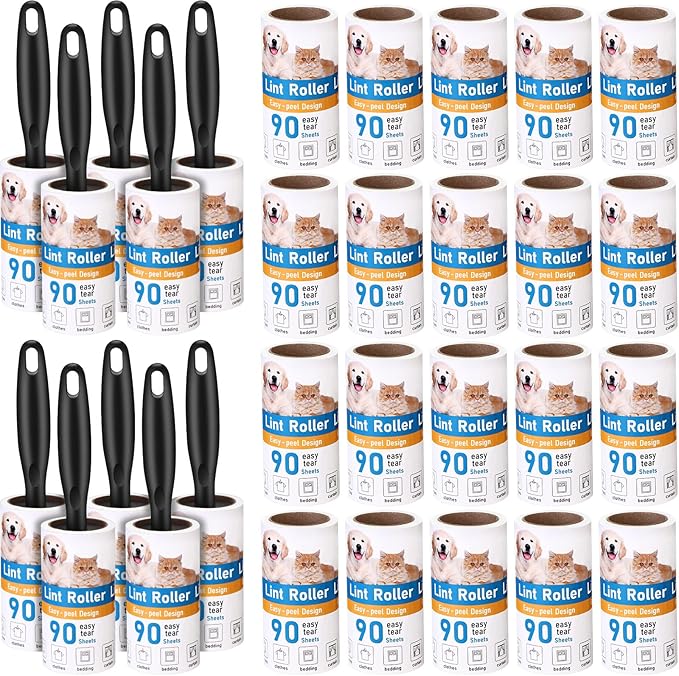 2700 Sheets Lint Rollers for Pet Hair Extra Sticky Portable Lint Remover Brush Roller with 10 Handles 30 Refills Pet Hair Remover for Couch, Clothes Furniture and Carpet Dog Cat