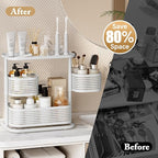 3-Tier Rotating Bathroom Counter Organizer, Vanity Tray for Makeup & Skincare, Countertop Spice Rack Storage, Space-Saving Shelf for Bathroom, Kitchen, Laundry Room, Baby Bottle Station, White