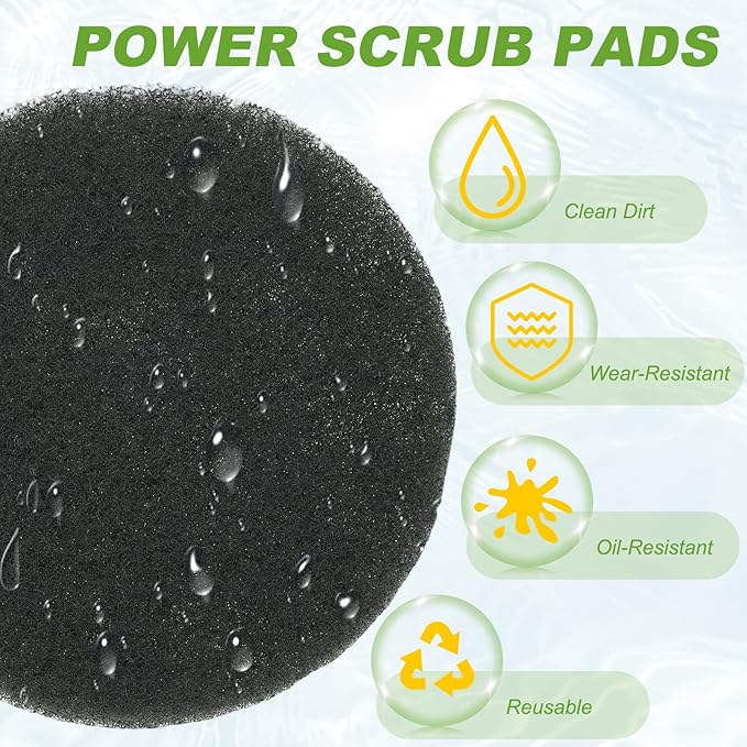 Power Scrub Pads, Scrubbing Pads 1500 Grits Scouring Discs - Fitting for (Home Kitchen Cleaning - Drill Attachment - Scrubber Replacement) 6 Pcs & 5 Inch & Green-Gray