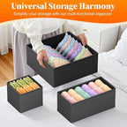 TasticTotes Drawer Organizer Clothes, 24 Pack Drawer Organizers and Underwear Organizer for Nursery, Dividers Clothes Organizer, Closet Organization and Foldable Storage Bins for Sock, Bra, Tie, Black