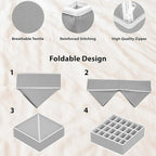Simple Houseware 4-Pack Drawer Organizer Set - Closet Dividers for Underwear, Socks, Bras, Scarves, Ties - Foldable Non-Woven Storage Boxes, Gray