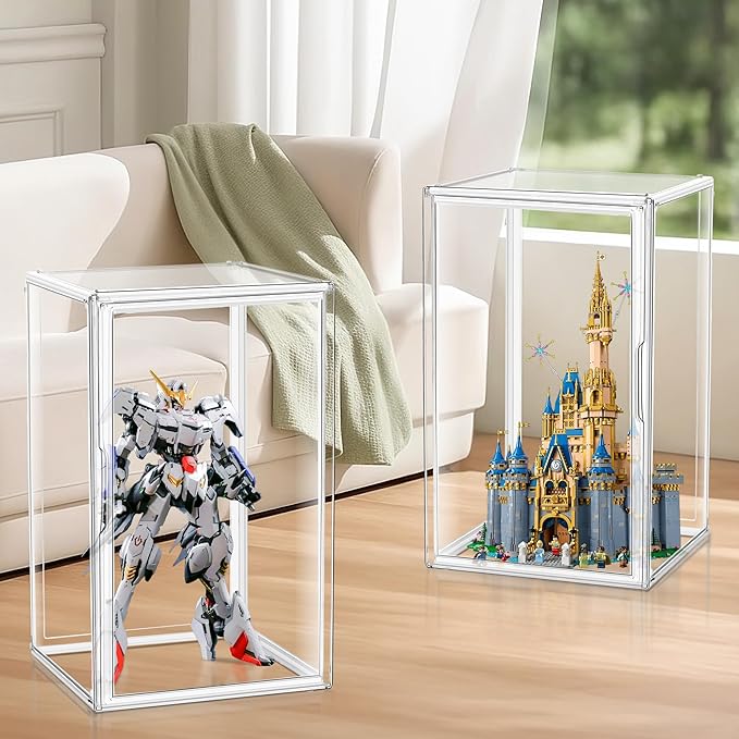 1 Pack Extra XXXXX-Large 13.8”x 12.2”x 23.6" Acrylic Display Case Long Tall Boot Shoe Storage Box Clear Giant Figure Collection Showcase with Magnetic Lid