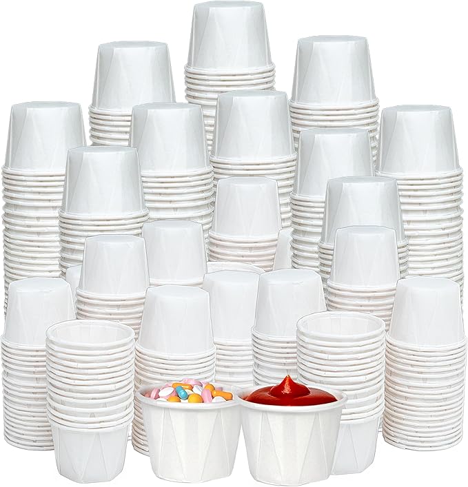 1 Oz Paper Souffle Cups (1000 Pack) Disposable Portion Cups for Ketchup, Condiments, Medicine, Pills, and Food Samples – Ideal for Home, Office, Catering, and Healthcare Use